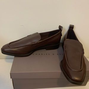 Charles & Keith Dark Brown Almond Toe Loafers